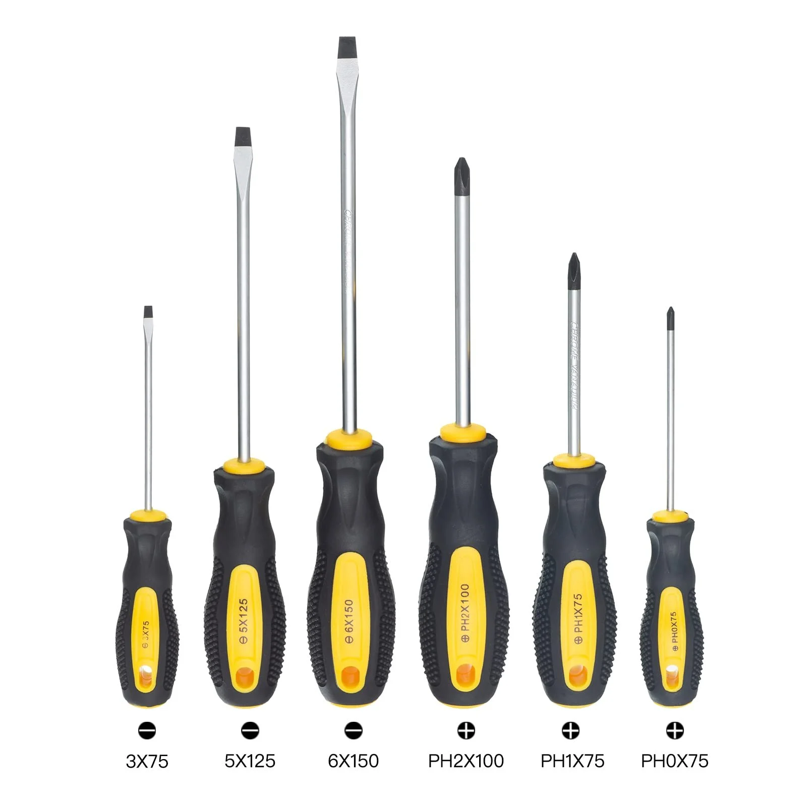 Набір викруток HPMAISON 6 шт. хромованадієва сталь з магнітним наконечником 3 Phillips, фото №2