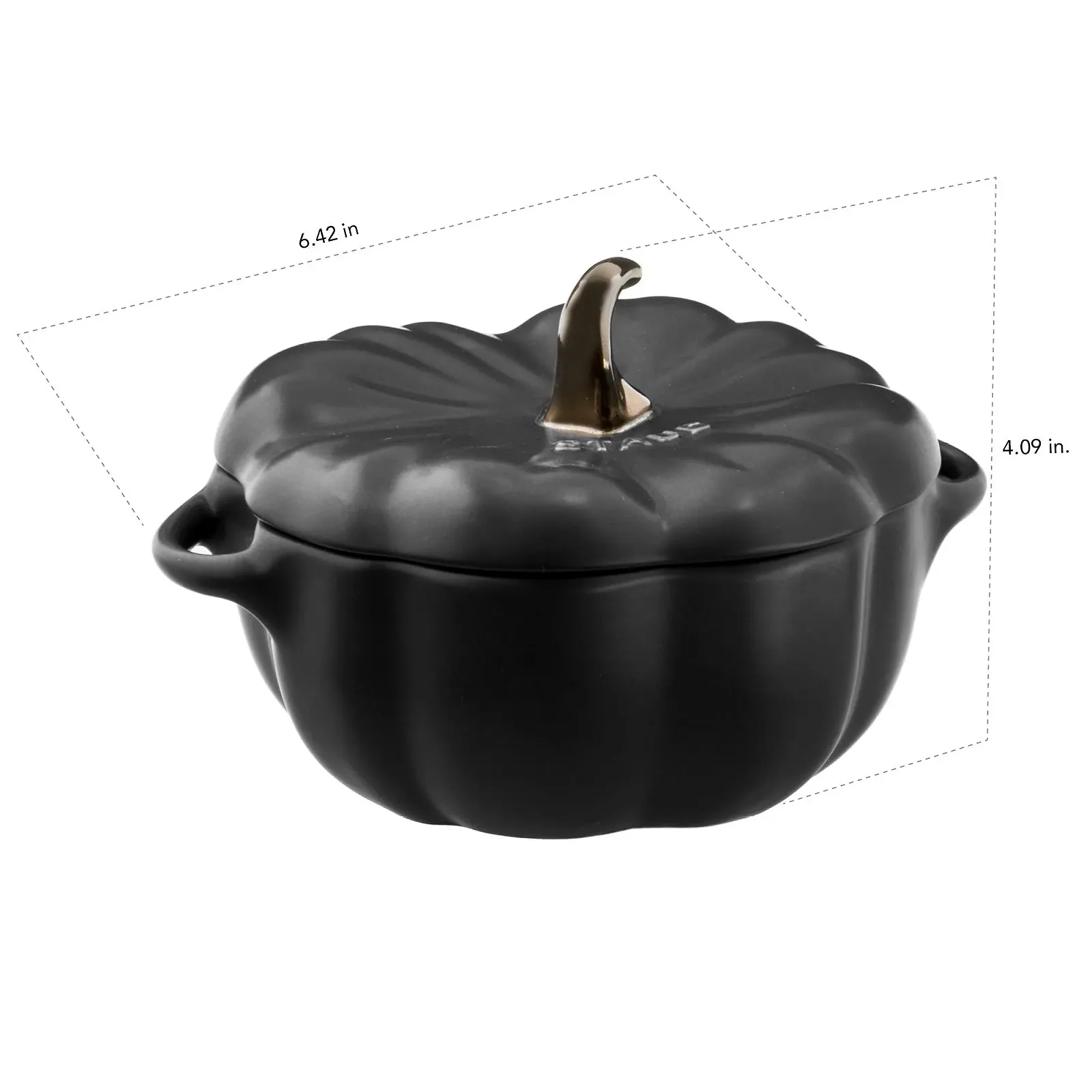 Кокотниця Staub Petite citrouille керамічна Гарбуз 453.6 г 16 oz чорна матова, фото №3