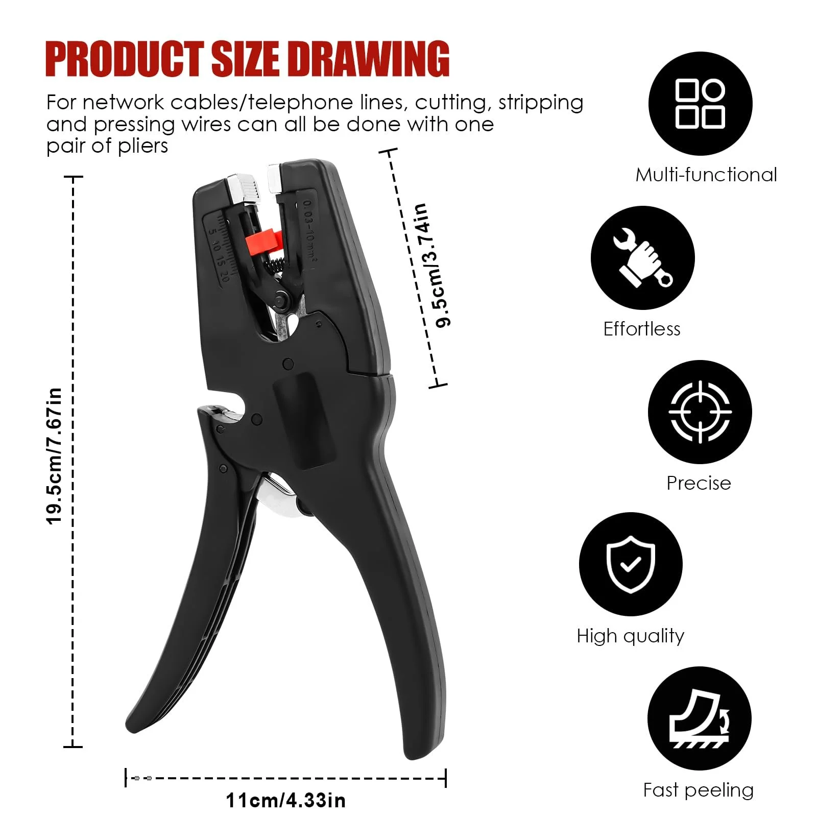 Стриппер саморегулирующийся 2-в-1 со встроенным резаком 0.03-10 мм², фото №2