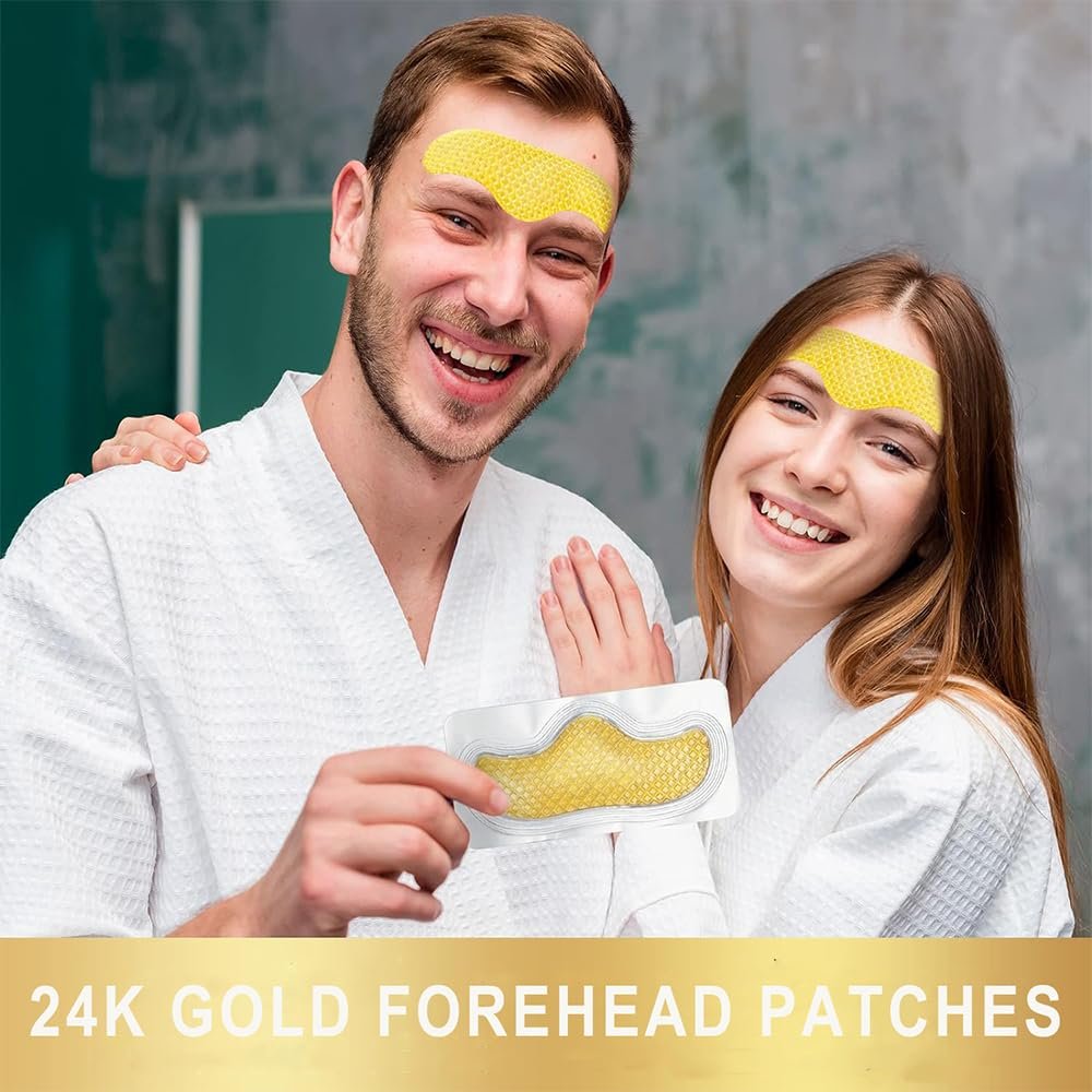 Патчи гидрогелевые для лица 24K Gold - Collagen для лба против морщин, увлажняющие, 10 штук, фото №7
