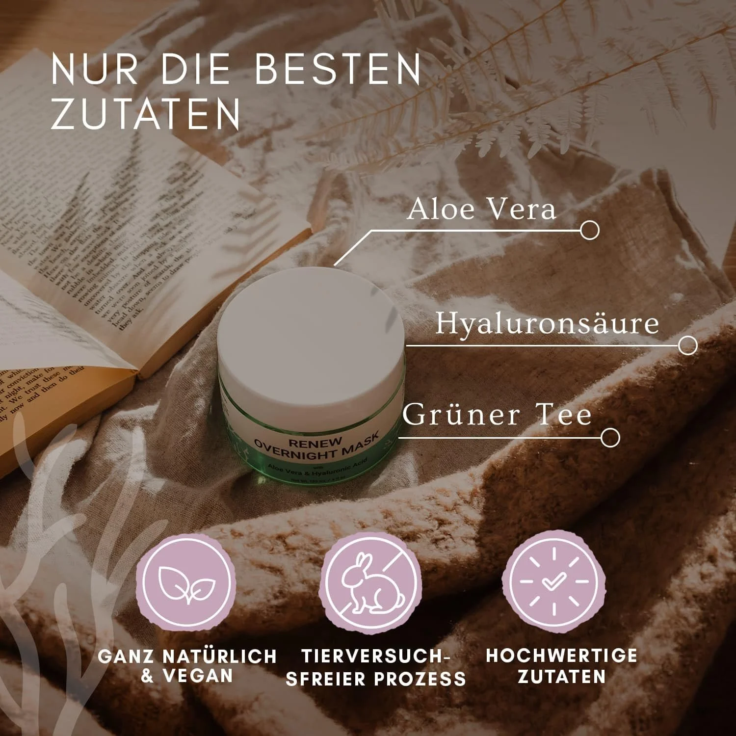 Нічна маска для обличчя Renew з алое вера та гіалуроновою кислотою - зволоження, фото №3