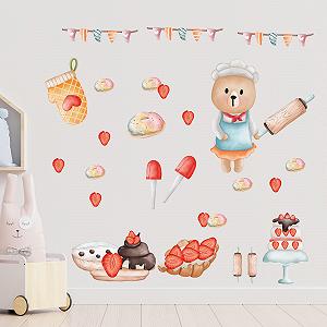 Наклейка на стіну GRAZDesign Дитячий кухонний набір з полуницею 57 x 57 см - Фото 1