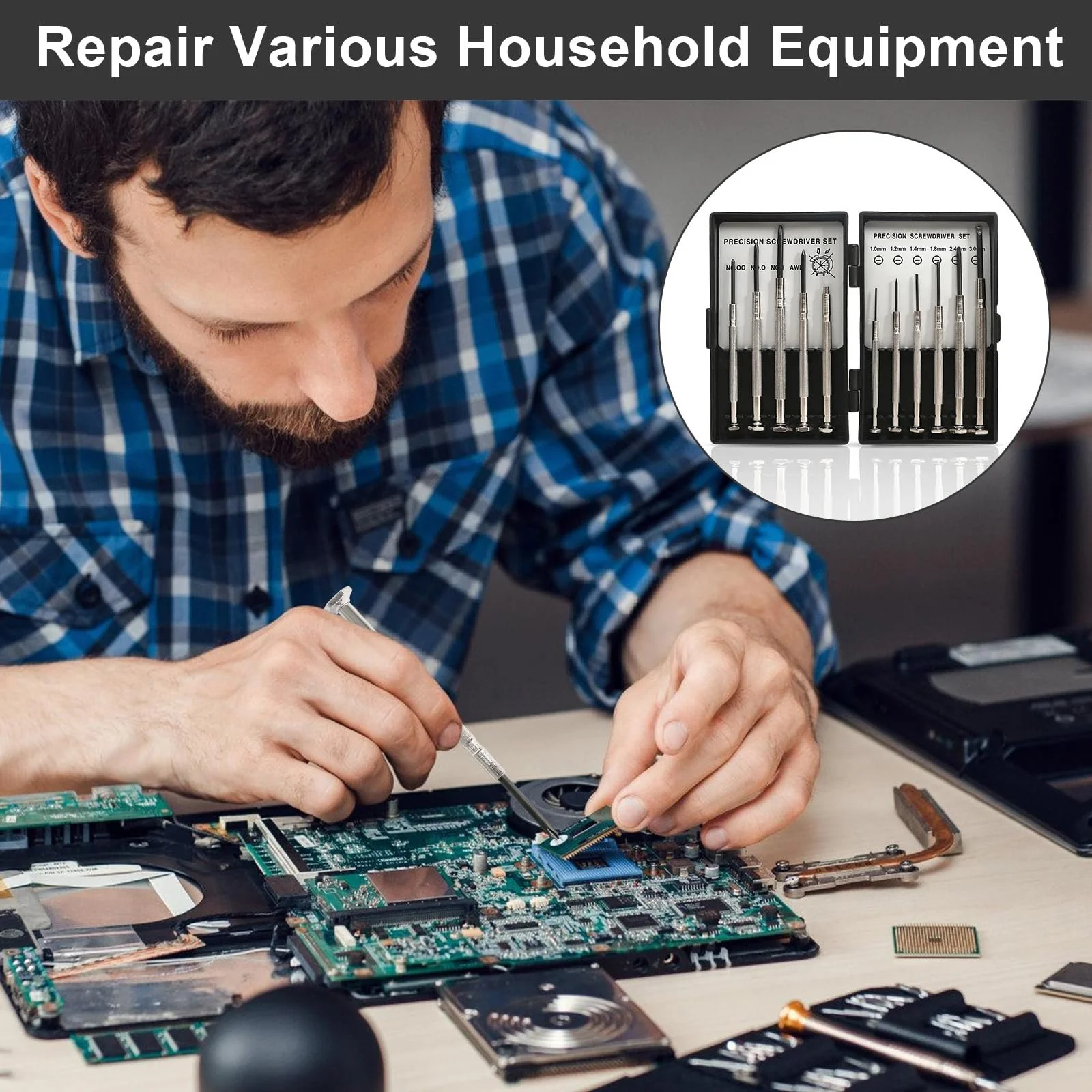 Набір викруток прецизійних 11 предметів для ремонту годинників та окулярів Mini Mechanic, фото №5