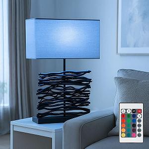 Настольная лампа Globo Деревянная Тканевая RGB LED 4.8 W 470 lm Теплый белый свет H 50 см Черная Серая synthetic.ua - Фото 1