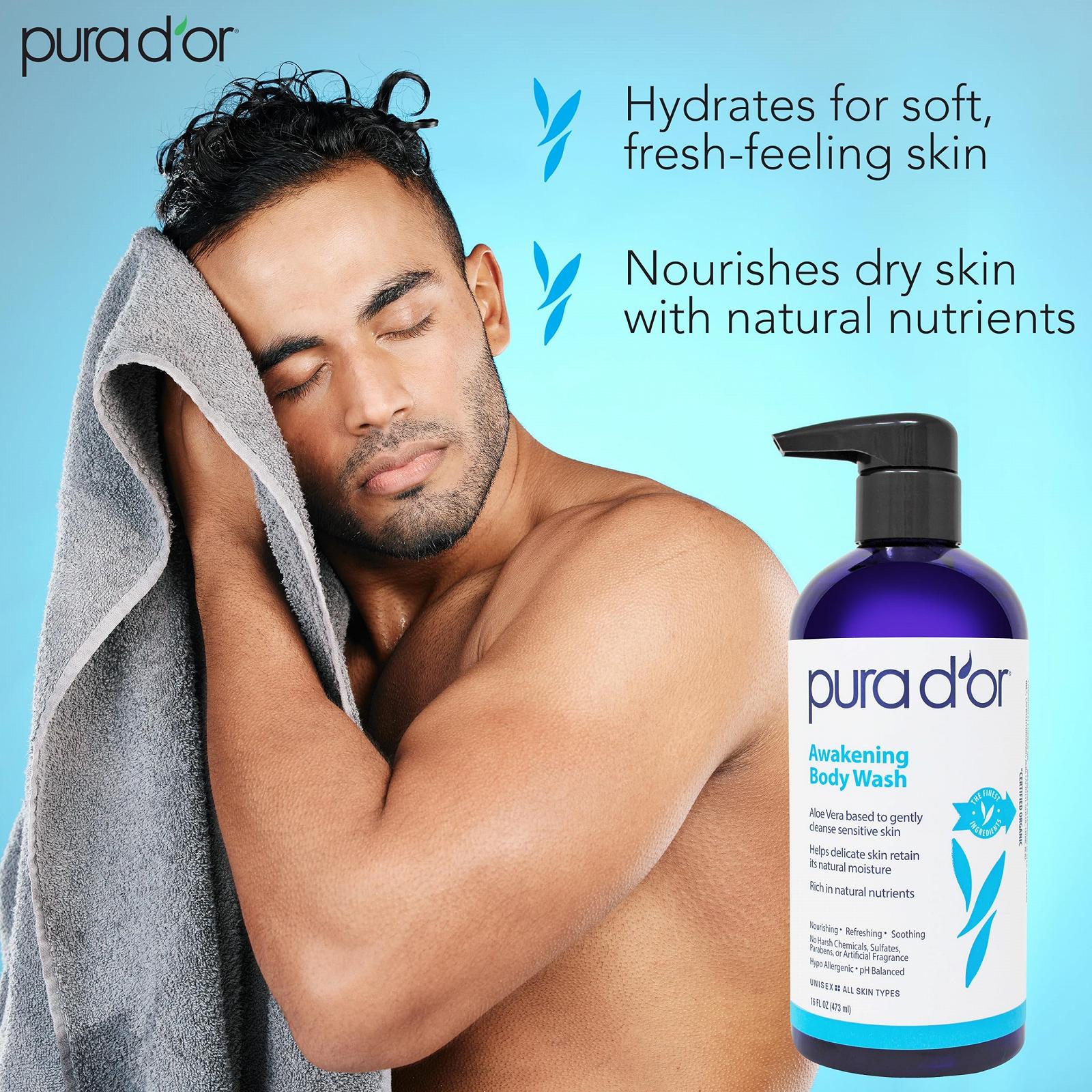 Гель для миття тіла PURA D'OR Awakening з алое вера, ромашкою та лавандою 16 унцій, фото №2 Гель для миття тіла PURA D'OR Awakening з алое вера, ромашкою та лавандою 16 унцій, фото №2