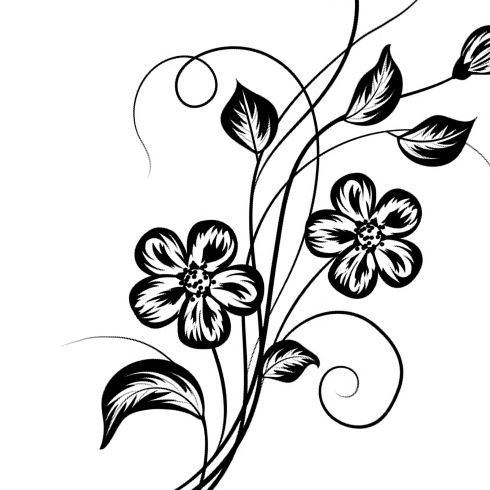 Наклейки на стену Черные цветы и виноградные листья 2 шт. 29 x 60 см Черный, фото №2