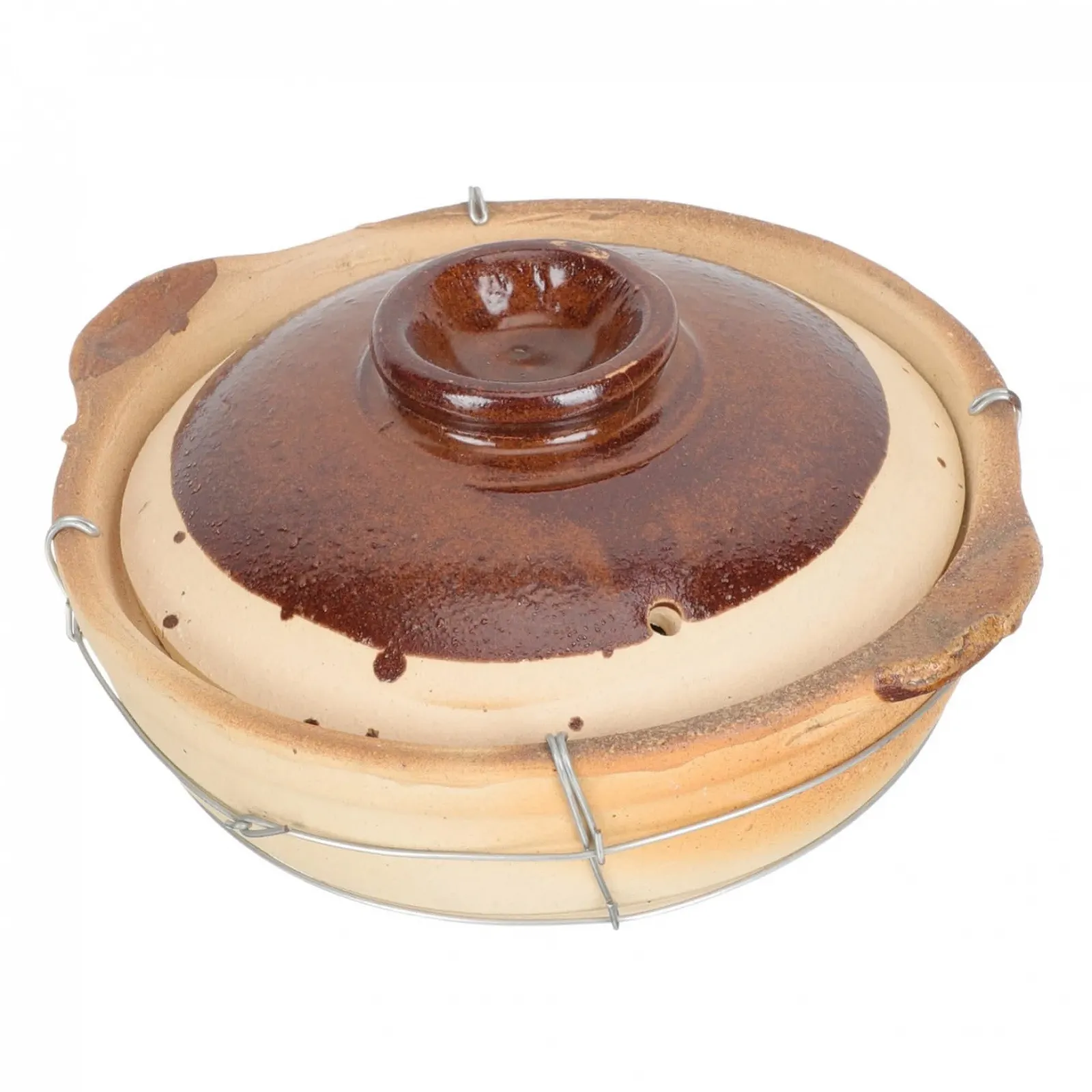 Кастрюля-кокотница VALICLUD Глиняная с ручкой и пароотводом, фото №1