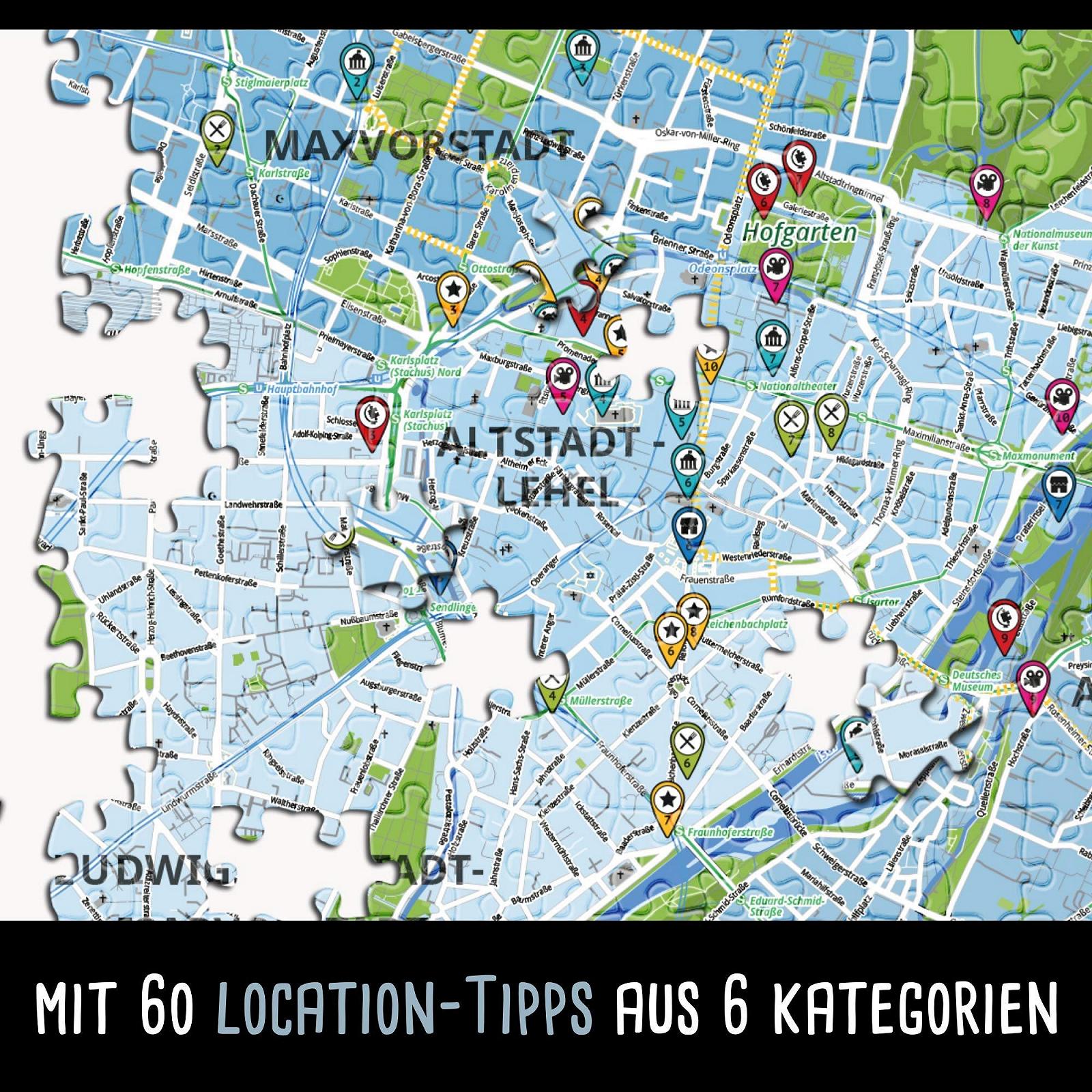 Пазл XXL PuzzleMap Карта Мюнхена 500 елементів 68 x 48 см з буклетом та картою, фото №4 Пазл XXL PuzzleMap Карта Мюнхена 500 елементів 68 x 48 см з буклетом та картою, фото №4