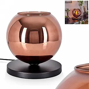 Настільна лампа Koyoto Метал/Скло 25 см E27 Чорний/Мідний - Фото 1