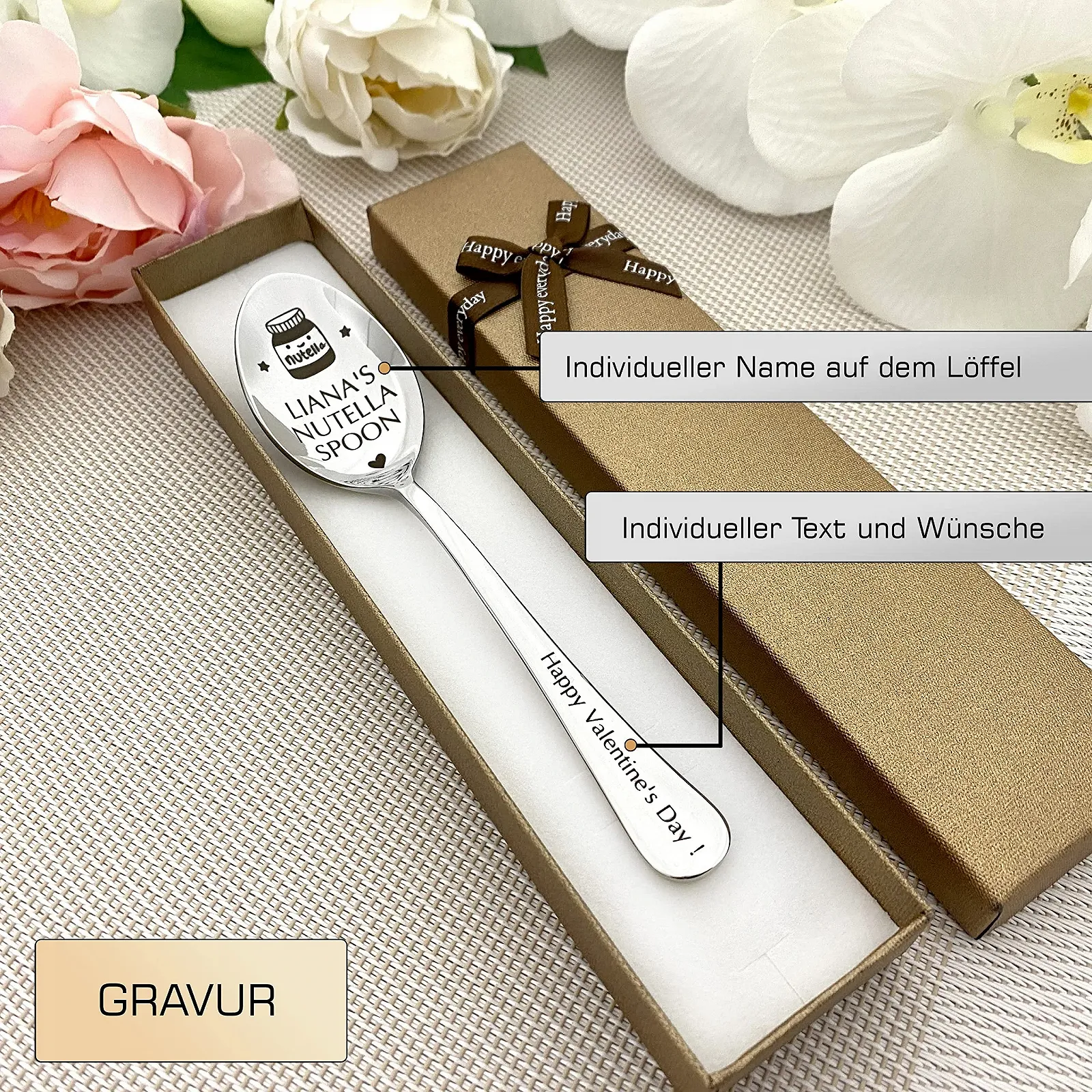 Ложка з Вашим Iменем для Шоколадної Пасти Ложка з полірованої нержавіючої сталі, фото №2