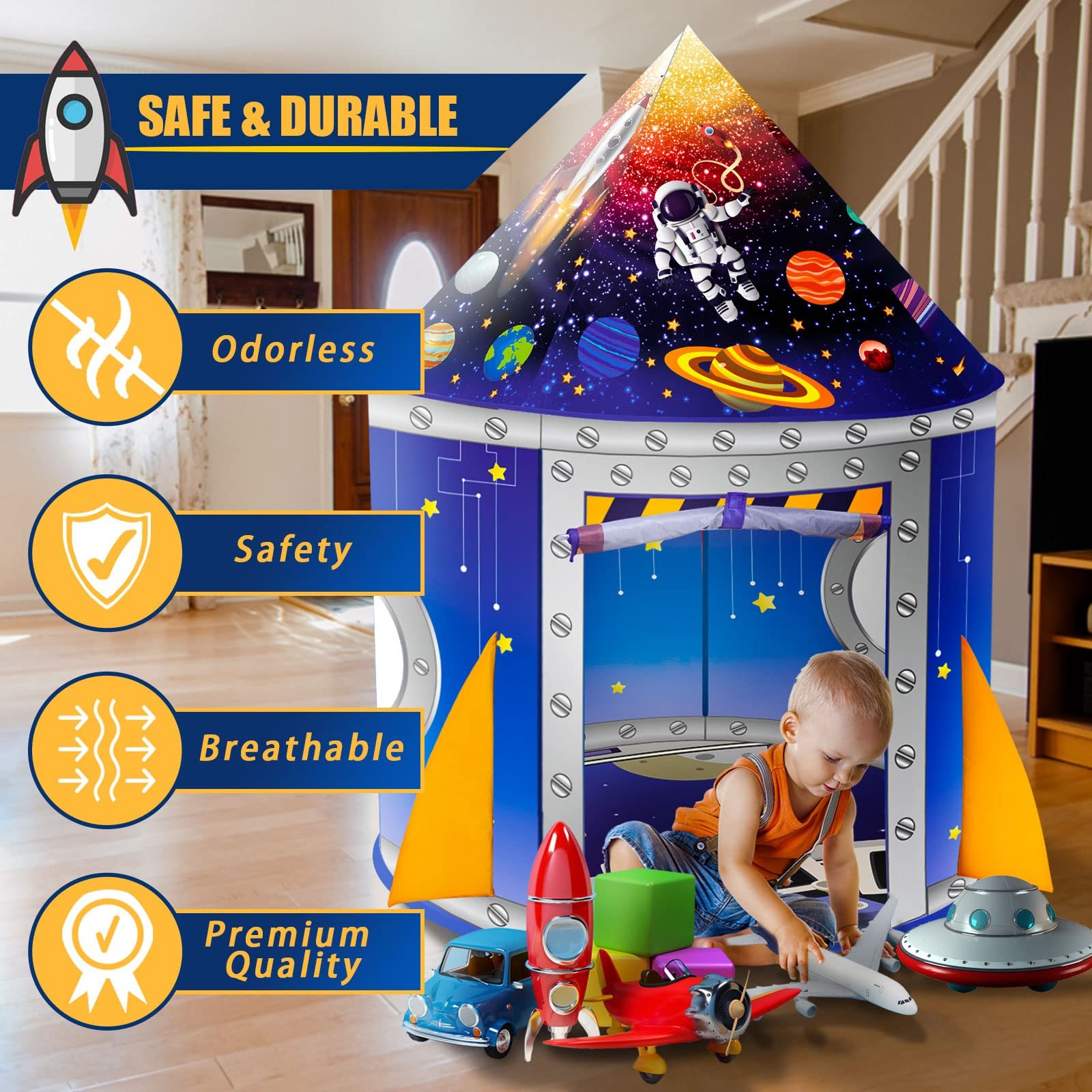 Игровая Детская Палатка Teepee Pop-Up Игрушка Подарок для Детей Мальчиков Девочек Ясельного Возраста Синяя, фото №4