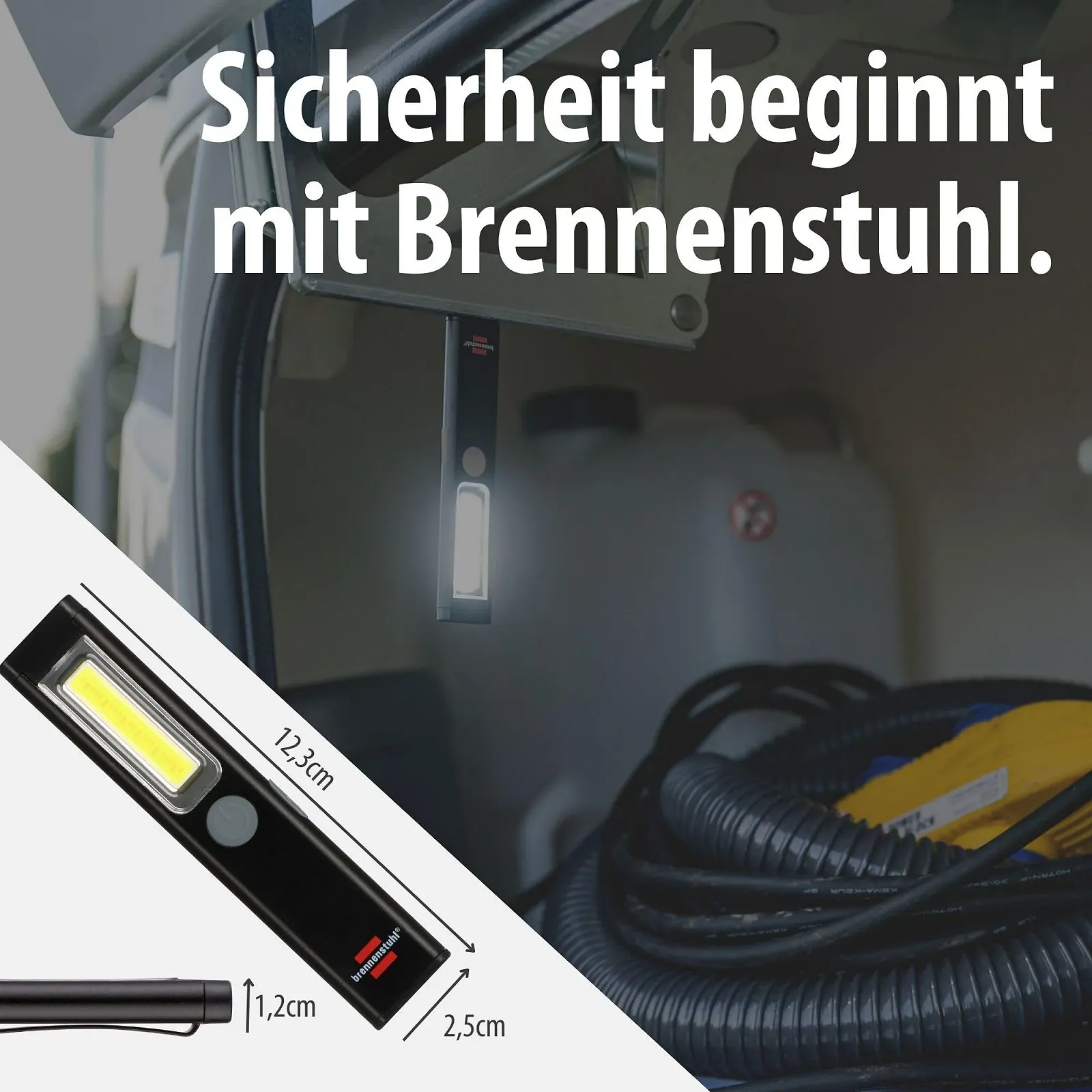 Ручний Ліхтар Brennenstuhl PL 200 AC LED Акумуляторний COB LED 200лм Червоний, фото №6