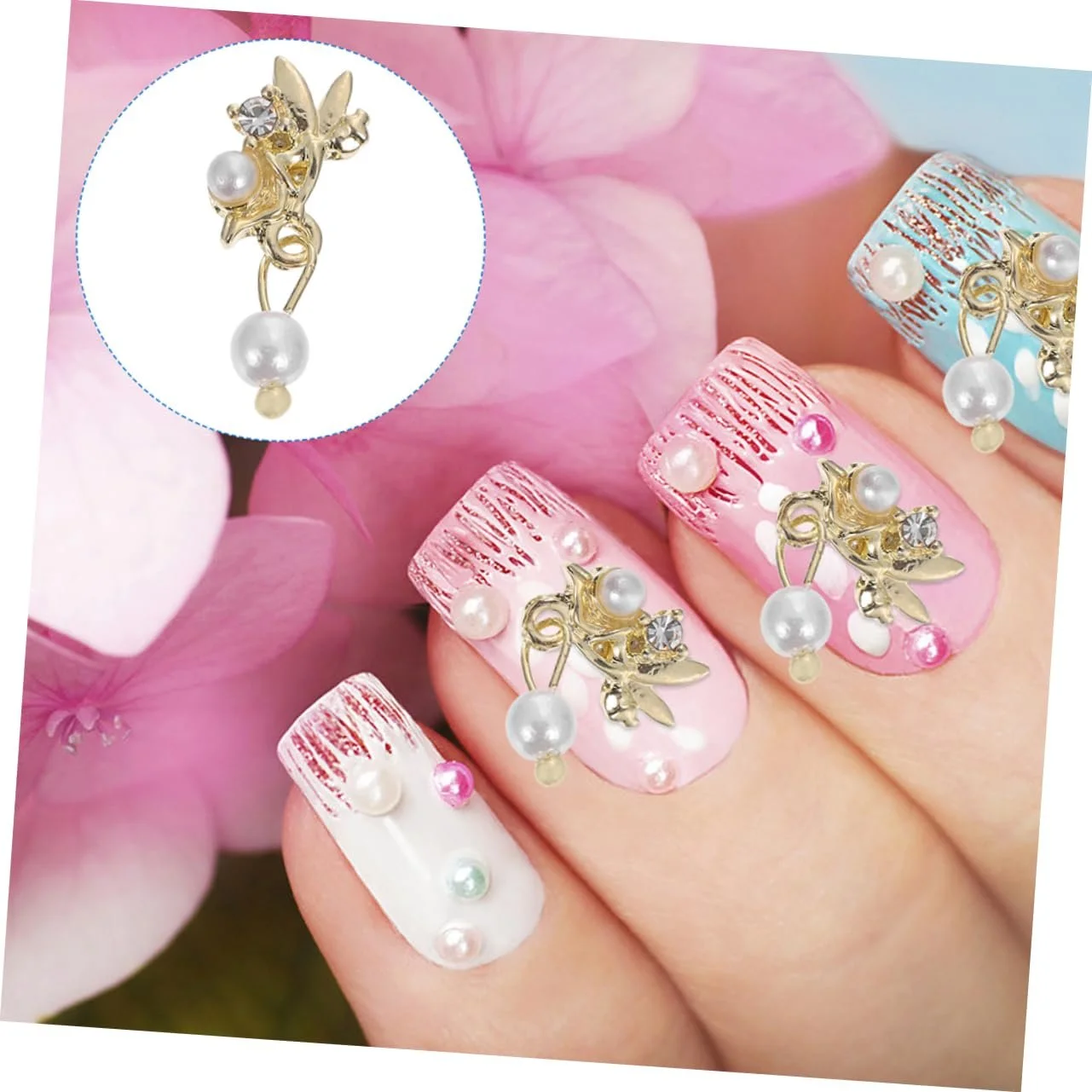 Украшение для ногтей Healvian, набор 12 шт., для самостоятельного создания, сверкающие драгоценные камни, бисер, подвески, украшения для ногтей на пальцах рук и ног, винтажное оборудование, 3D сплав, перламутр, фото №3