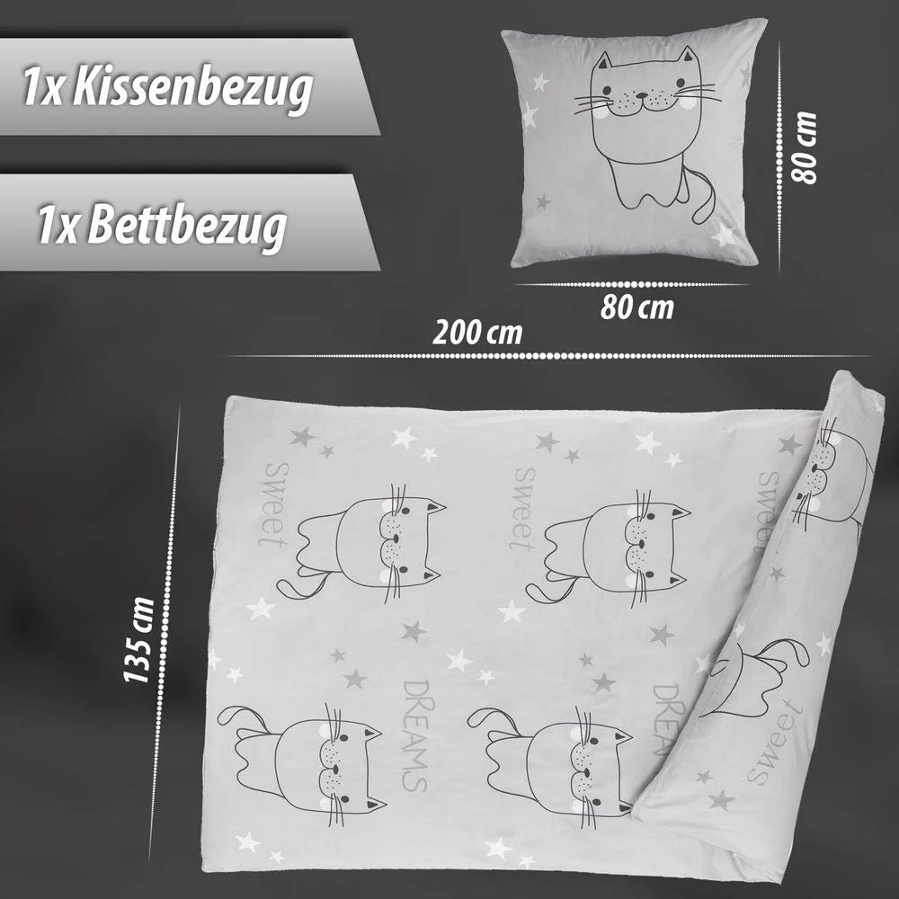 Постільна білизна Dreamhome 100% бавовна Кіт Renforcé 135 x 200 см наволочка 80 x 80 см на блискавці, фото №4