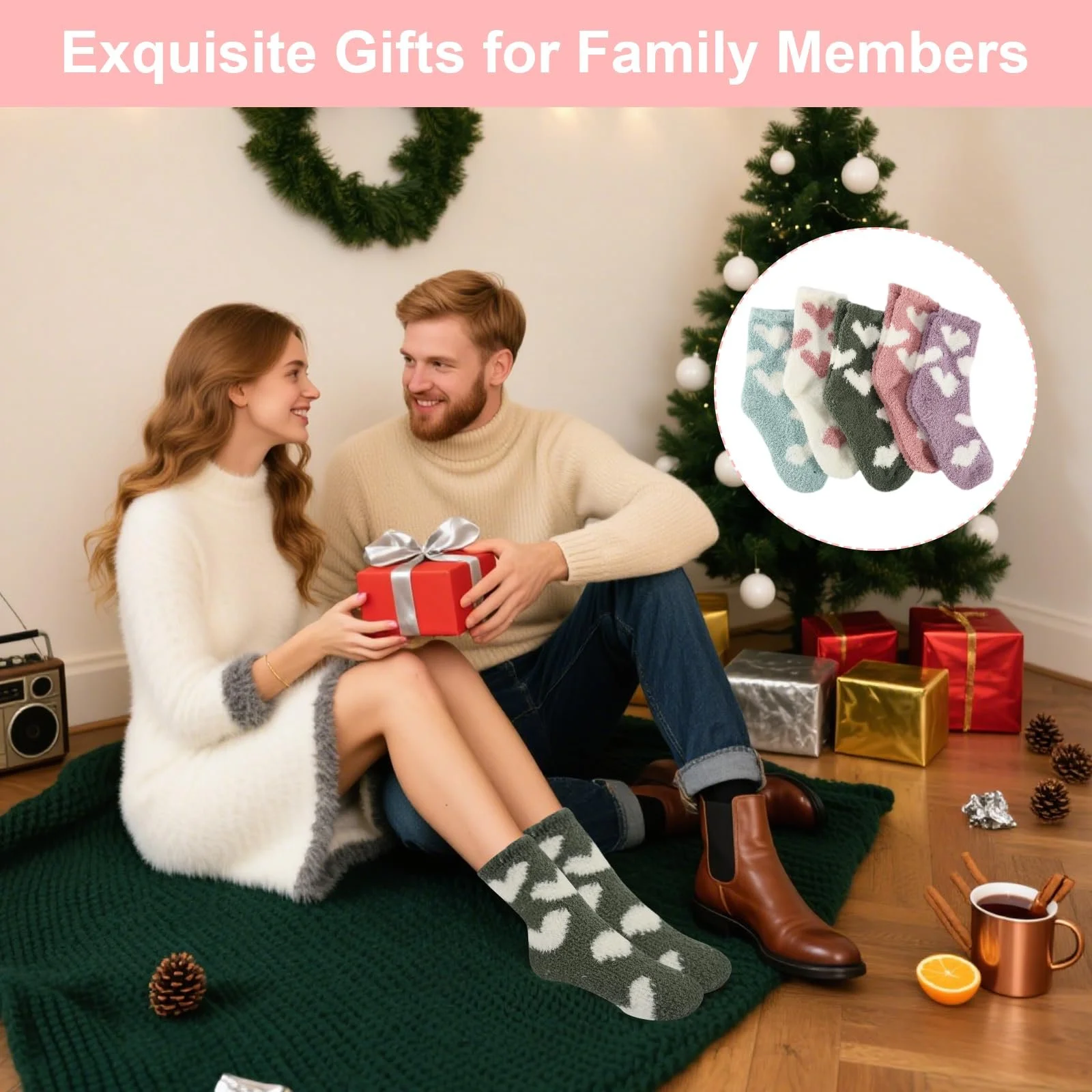 Пухнасті шкарпетки жіночі 5 пар Шкарпетки для сну, фото №4