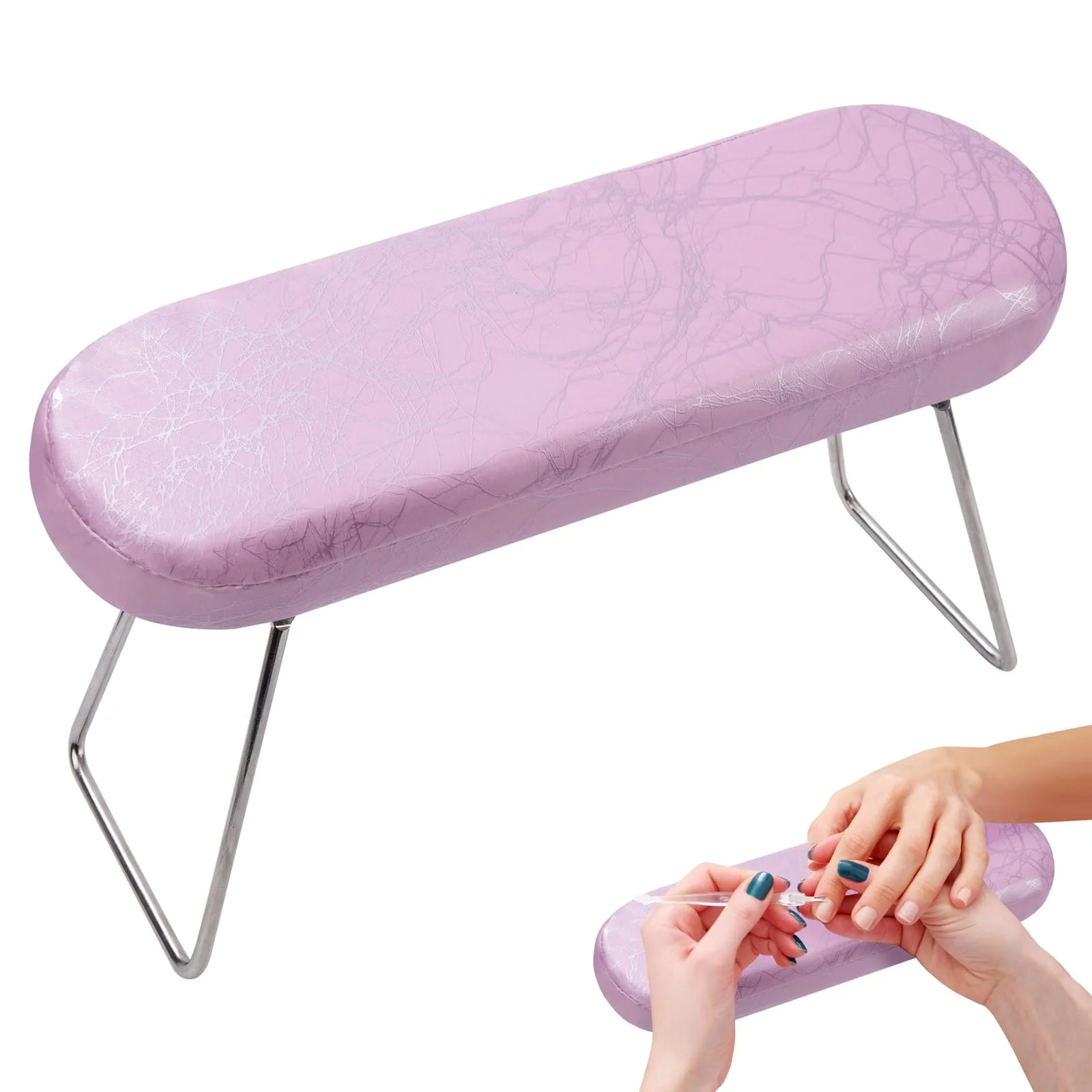 Подушка-підставка для рук М'яка Шкіряна Знімна Водонепроникна Рожева, фото №1