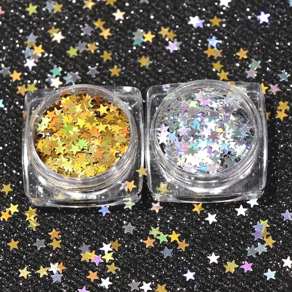 Блёстки для ногтей Звезда Золотой Серебряный, фото №8