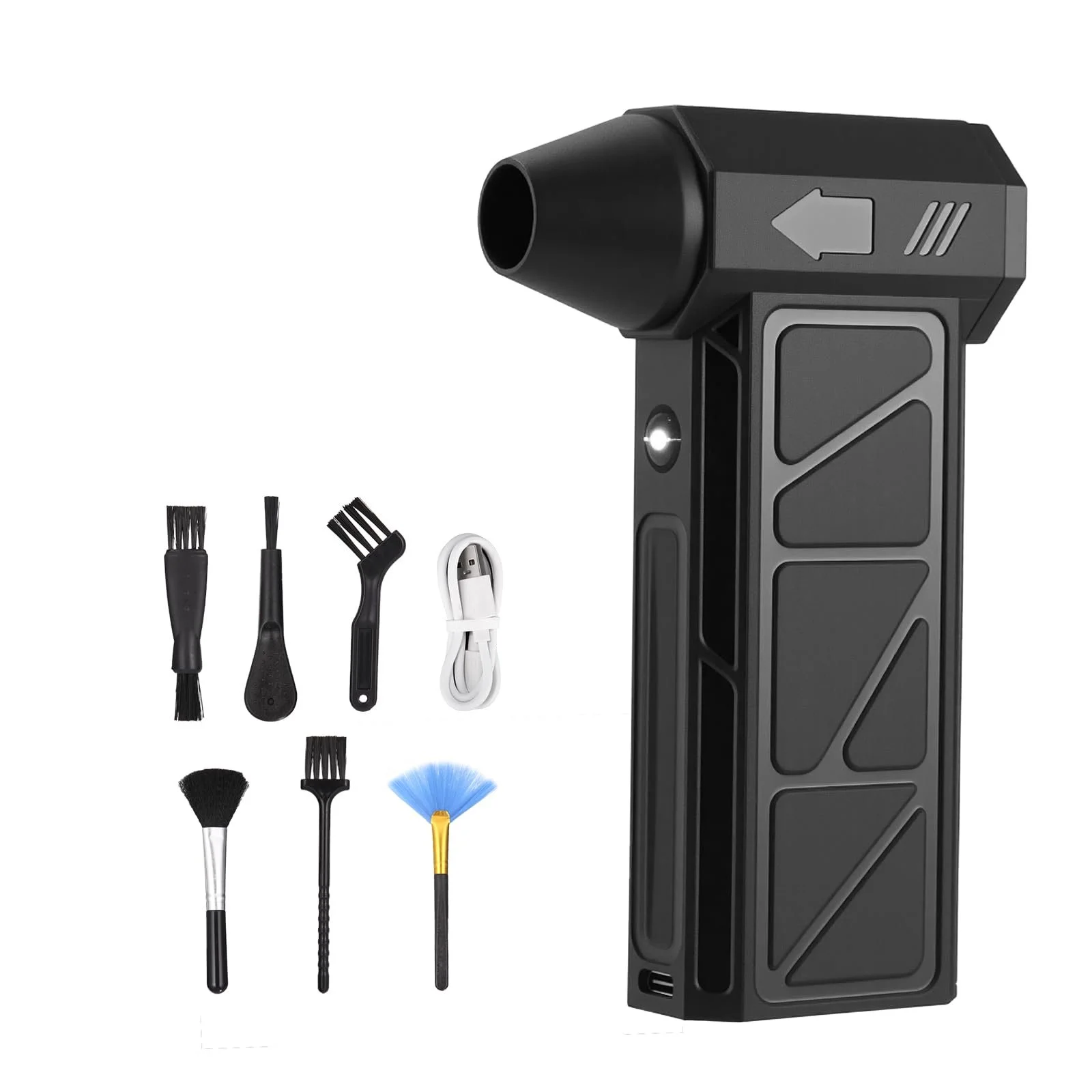 Електрична повітродувка Zaxiva Акумуляторна з LED підсвіткою Turbo та 6 насадками-щітками, фото №1