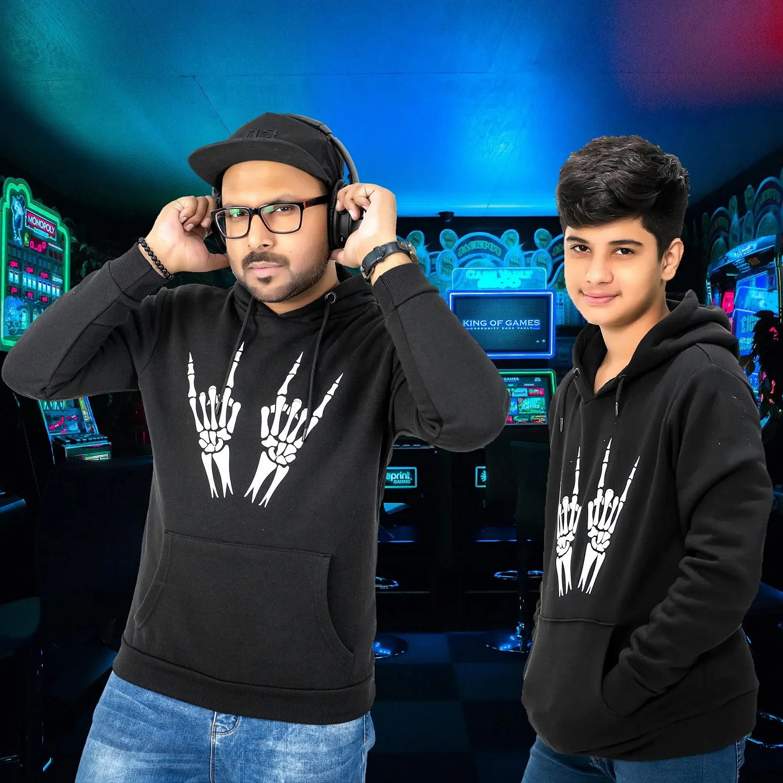 Худі NOROZE для хлопчиків, з капюшоном, малюнок - череп, скелет, руки, плеєр, фото №6