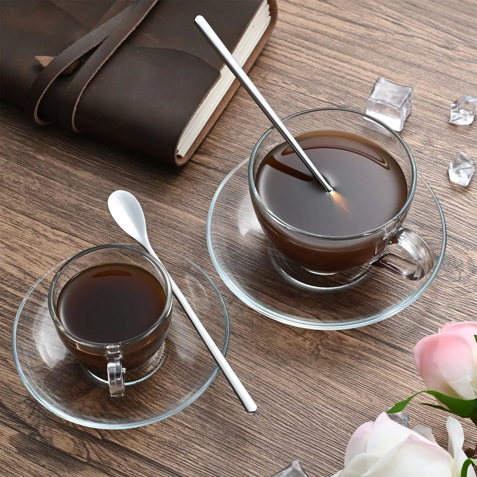 Набір з 8 кавових ложок з нержавіючої сталі з довгою ручкою 16 см, фото №2