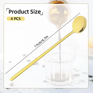 Набор ложек Golden из нержавеющей стали, 4 шт, 17 см, с длинной ручкой, для смешивания кофе, чая, десертов synthetic.ua - Фото 1