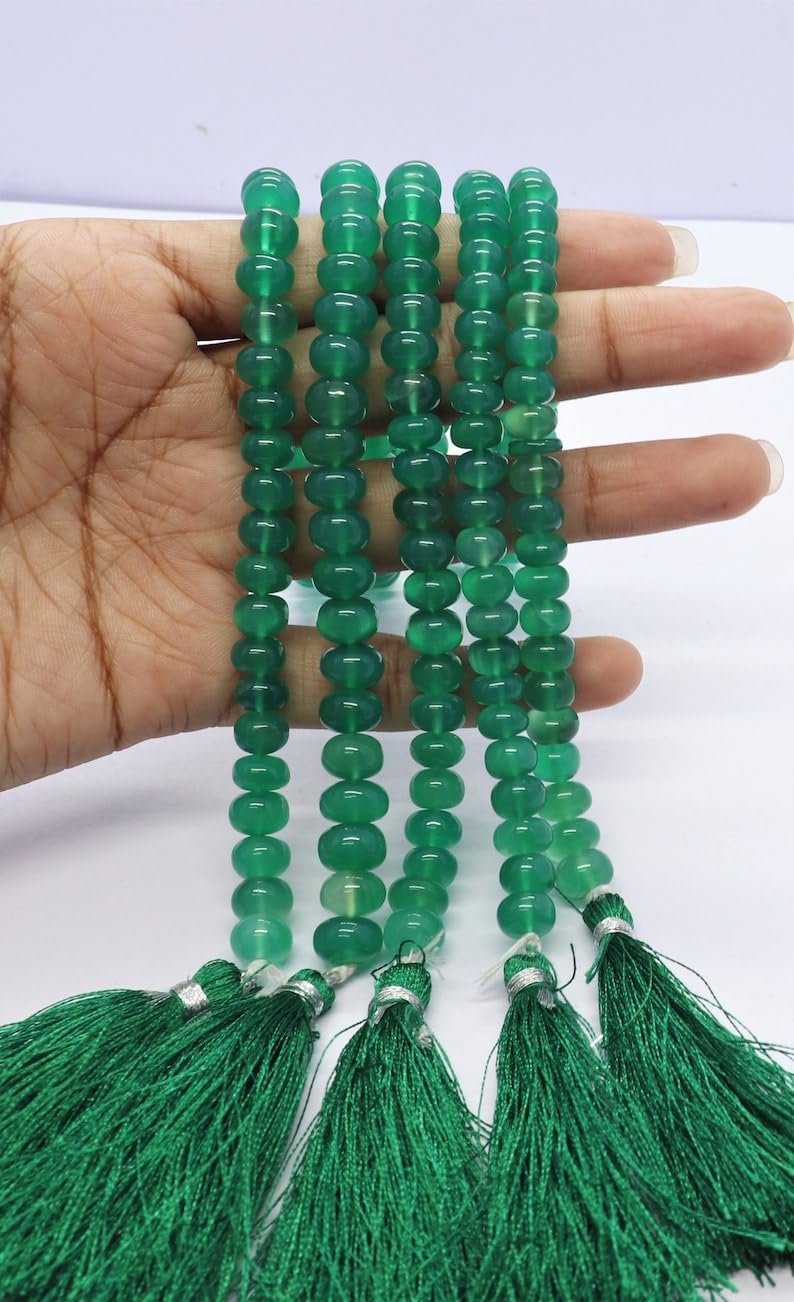 Бусины рондель из натурального зеленого оникса гладкие 6,5-7 мм, нить длиной 20,32 см бусины из драгоценных камней для ожерелья, браслета, фото №1