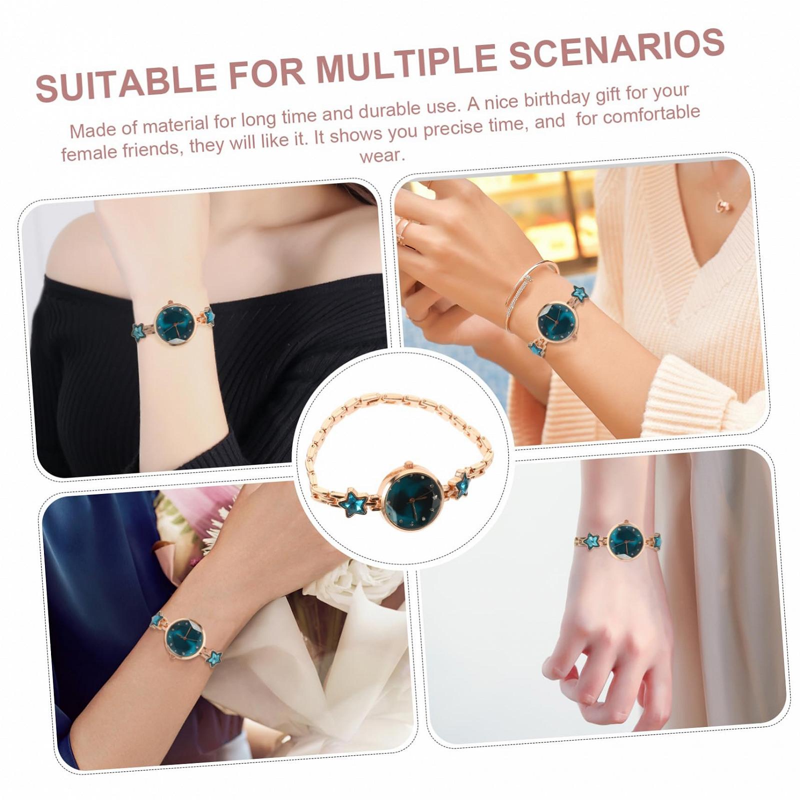 Женские наручные часы OATIPHO Браслет из розового золота Регулируемый браслет Синий, фото №3