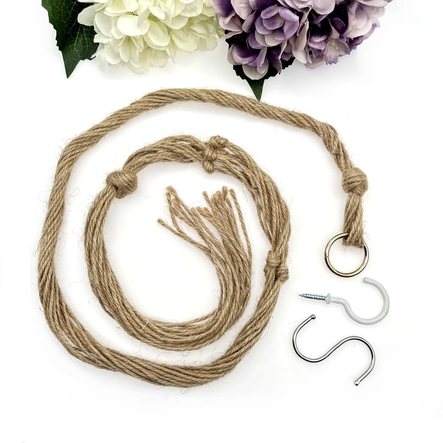 Подвес для растений макраме JZK, 3 шт., 90 см, 100 см, 120 см, с крючками, джутовый, фото №6