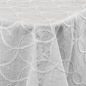 Скатертина Decorativo In Lino Organza з вишивкою овальна Біла 160 x 220 см - Фото 1
