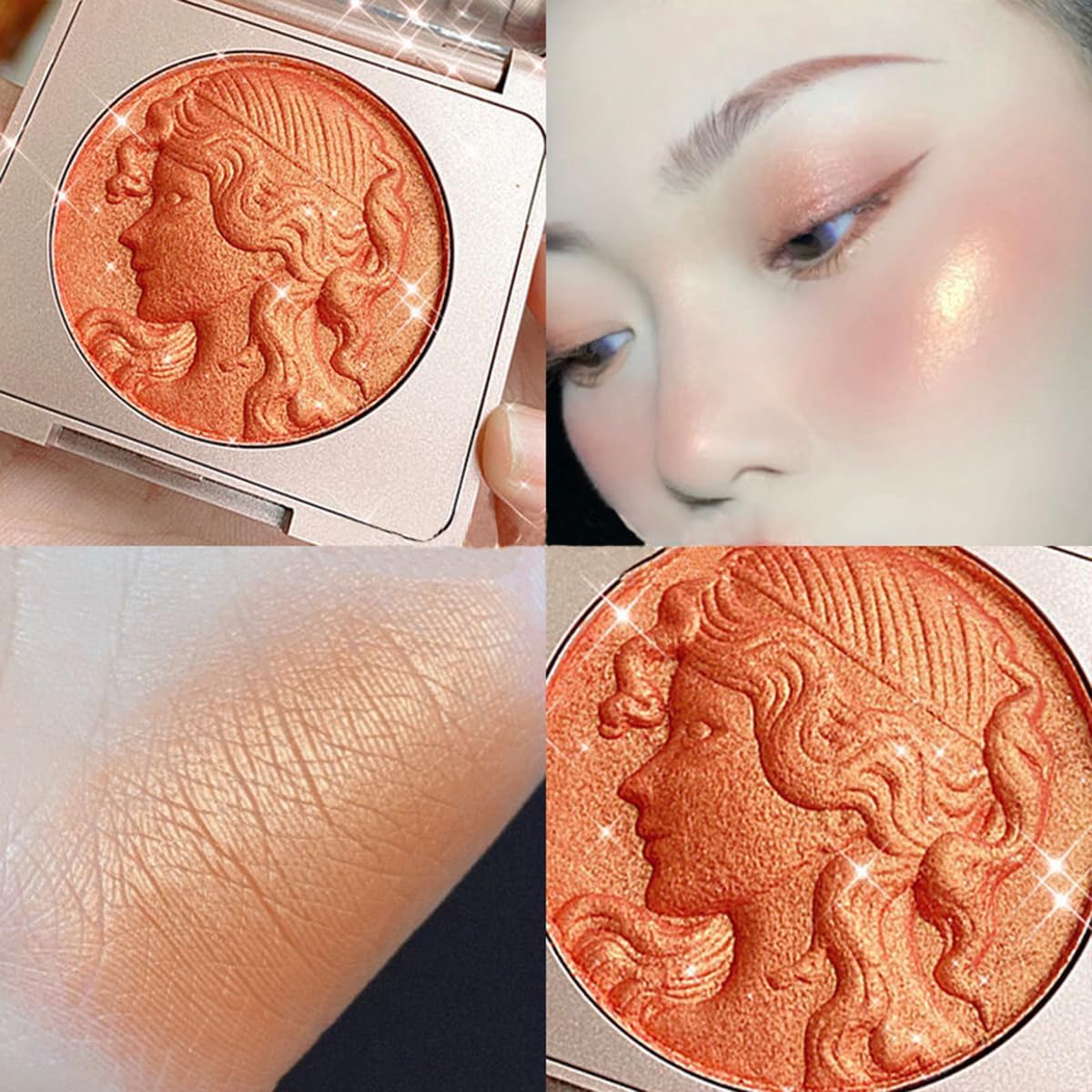 Палітра рум'ян LXCJZY Embossed Smooth Powder для щік Апельсин 2 шт., фото №4