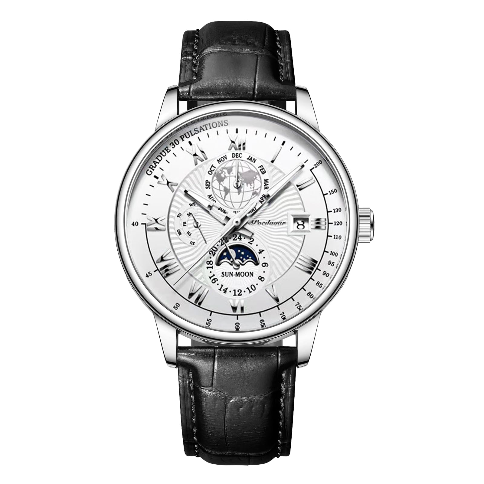 Годинник FORSINING Чоловічий Quartz Analogue Moon Phase Luxury Stainless Steel, фото №1