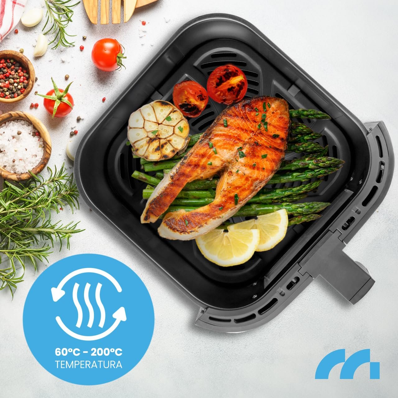 Мультипіч MalTec AirFryer1800W-7L 7 л 12 програм LED-екран Чорний, фото №8 Мультипіч MalTec AirFryer1800W-7L 7 л 12 програм LED-екран Чорний, фото №8