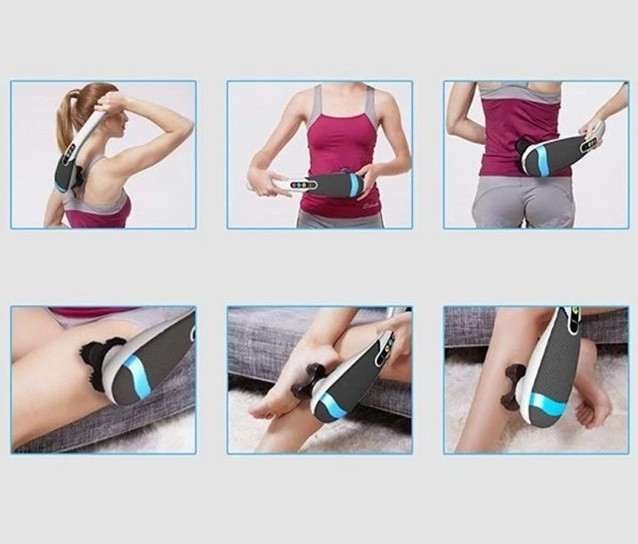 Вибромассажер для спины и тела Magic Touch massager HSM 50303 4в1 Серый с насадками, фото №4