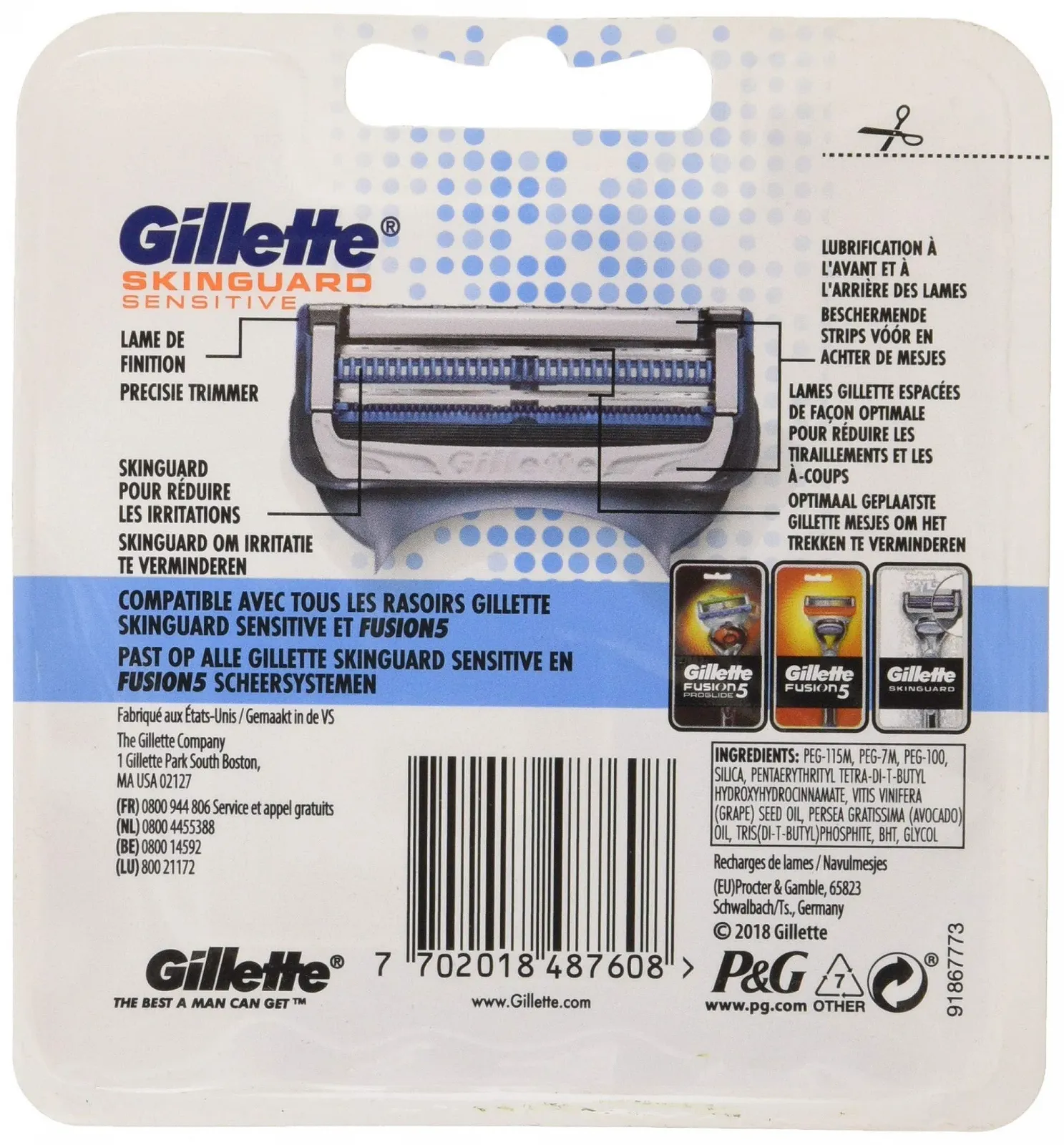 Сменные лезвия Gillette Skin Guard Sensitive для мужчин 4 шт., фото №2 Сменные лезвия Gillette Skin Guard Sensitive для мужчин 4 шт., фото №2