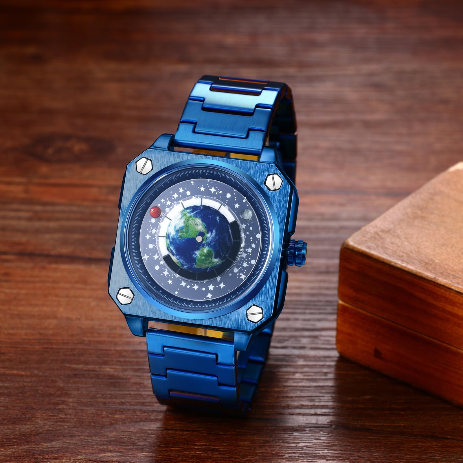 Часы Avaner Universe Starry Sky Мужские квадратный корпус Нержавеющая сталь, фото №2