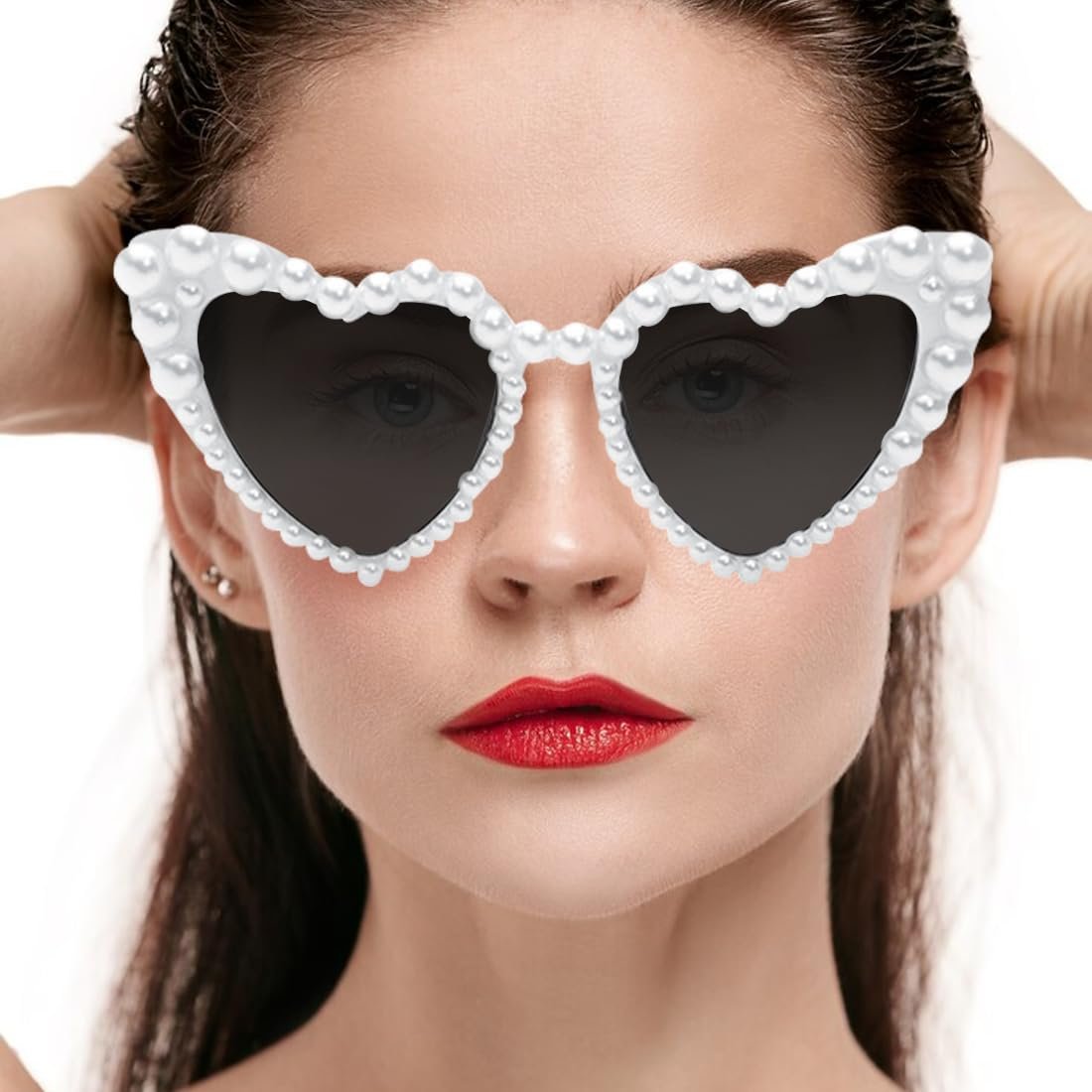 Солнцезащитные очки Сердце Augesak с жемчужинами, фото №6