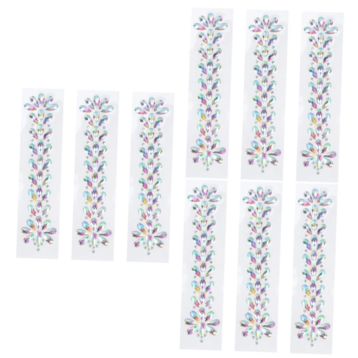 Стразы для ногтей FRCOLOR 9 листов, хрустальные драгоценные камни, наклейки со стразами для лба, разноцветные украшения для тела, лепестки для лица, фото №1