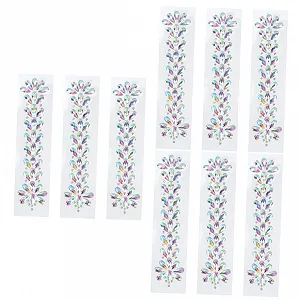 Стразы для ногтей FRCOLOR 9 листов, хрустальные драгоценные камни, наклейки со стразами для лба, разноцветные украшения для тела, лепестки для лица - Фото 1