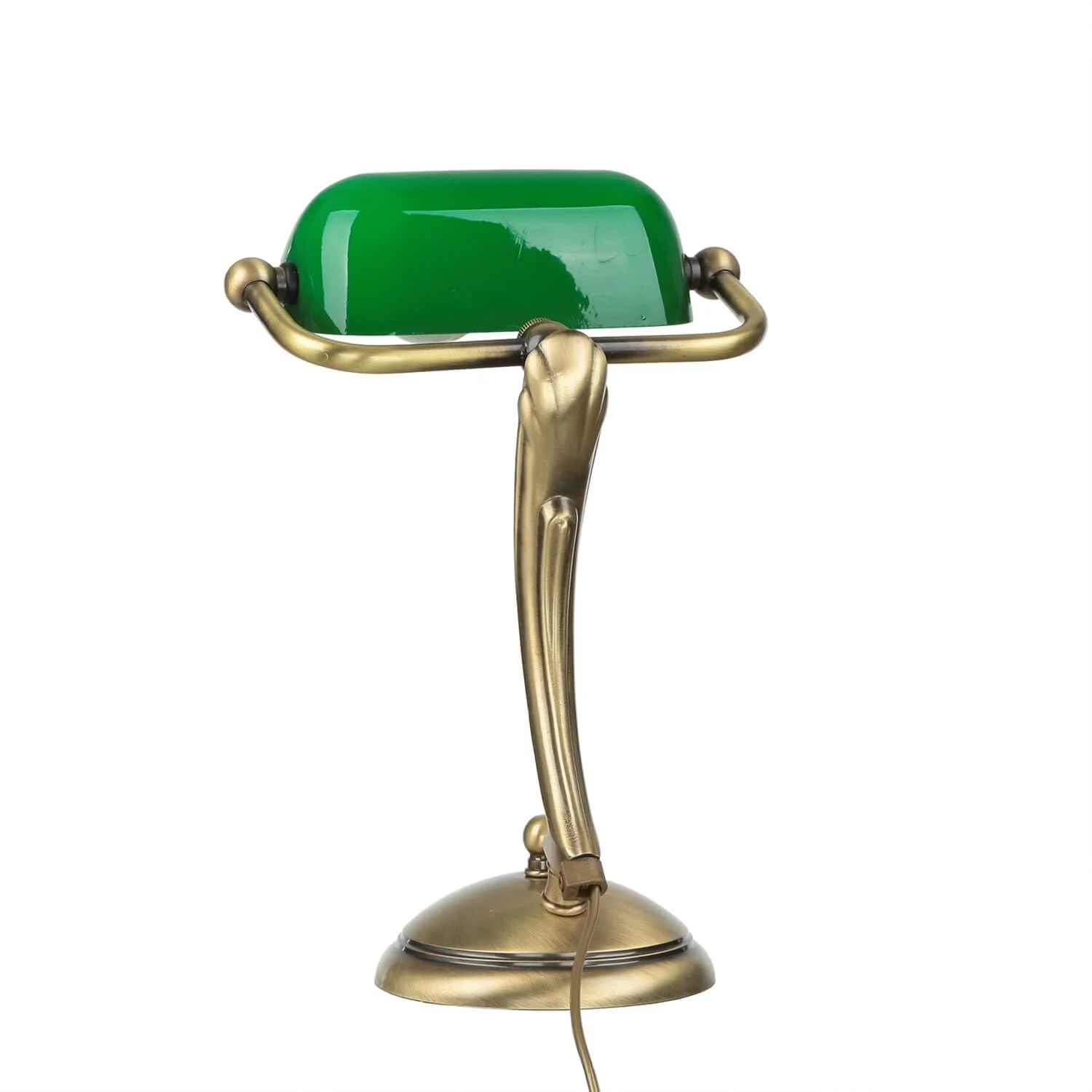 Настільна лампа Licht-Erlebnisse Banker Lamp латунь скло 28.5 см E14 60 Вт Art Nouveau Зелений, фото №3