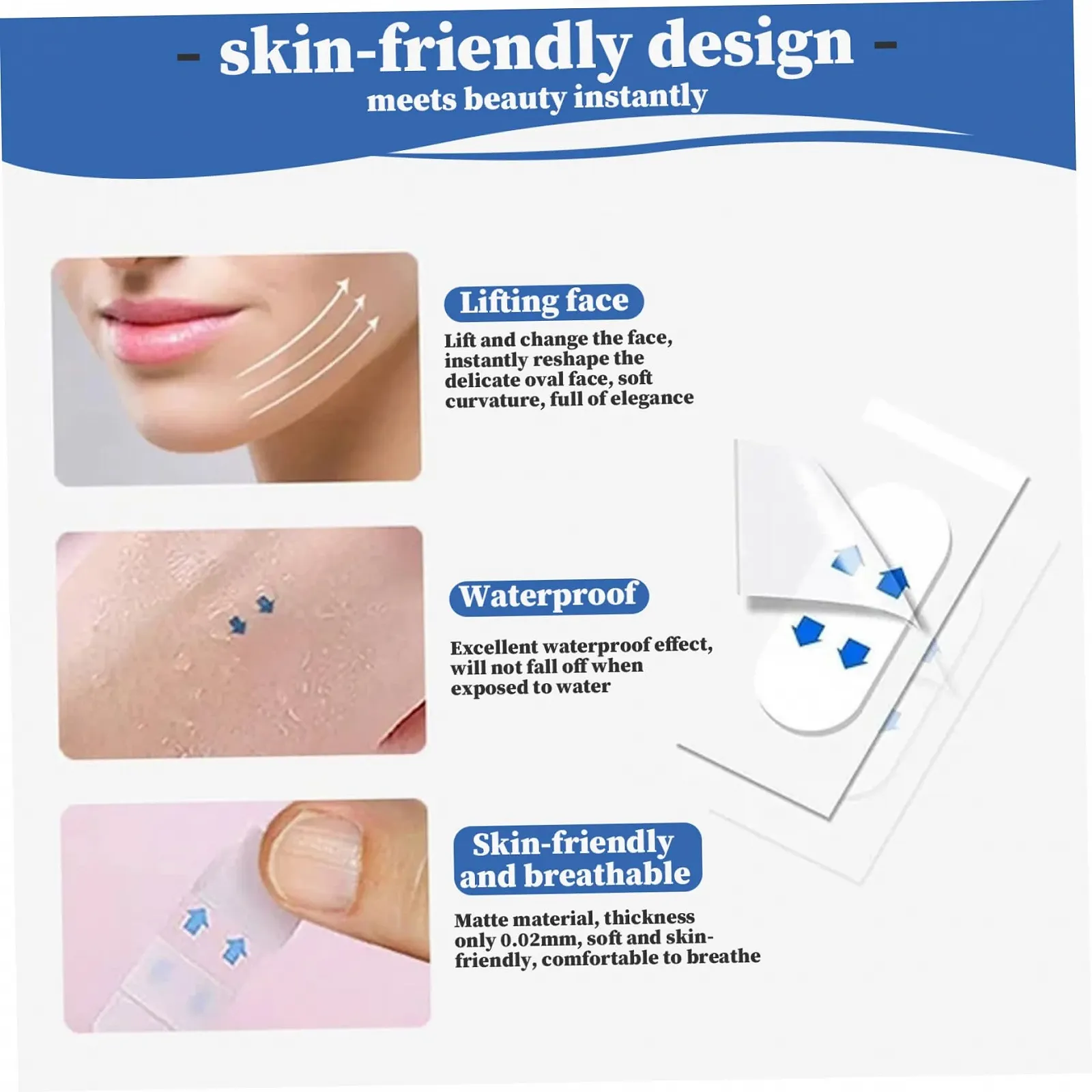 Стрічка для підтяжки обличчя V-подібна 120 штук Водонепроникна, фото №3