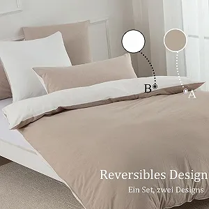 Постельное белье Nesture 135 x 200 см, хлопок, бежево-белое, набор 2 шт synthetic.ua - Фото 1
