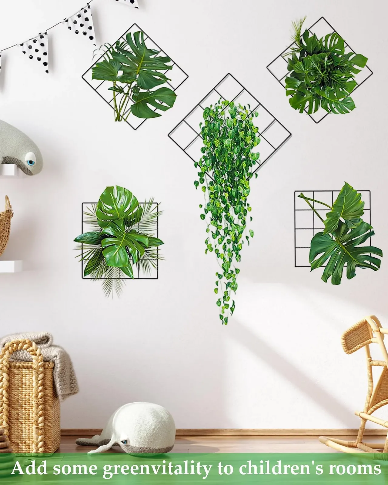 Наклейки на стіну Набір 2 шт. Водостійкі 3D Зелені рослини, фото №4