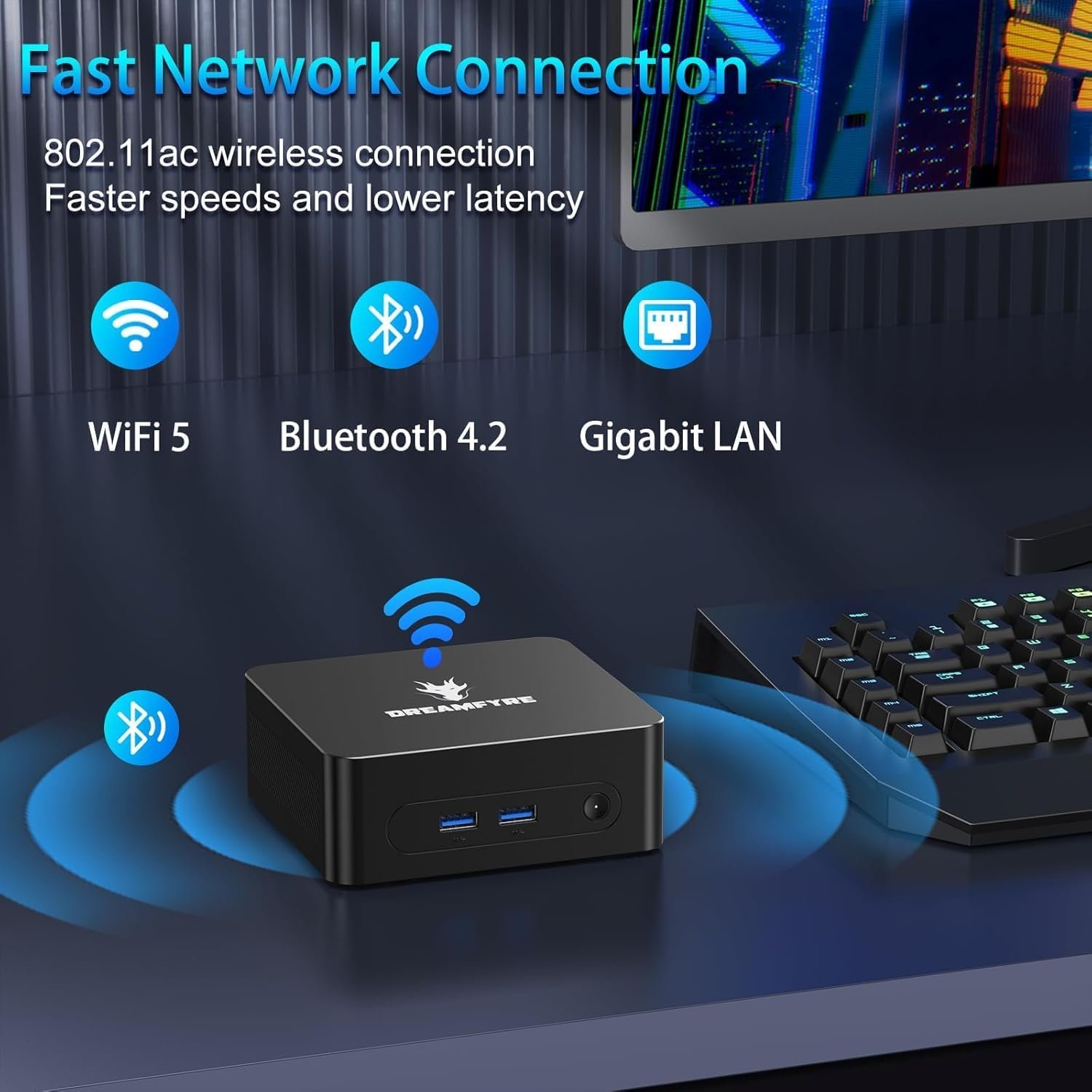 Міні ПК Dreamfyre DR01B / Intel Alder Lake N150 / RAM 16GB / SSD 512GB / 2 х HDMI / LAN / Wi-Fi 5 / Bluetooth 4.2 / Windows 11 / Чорний, фото №4 Міні ПК Dreamfyre DR01B / Intel Alder Lake N150 / RAM 16GB / SSD 512GB / 2 х HDMI / LAN / Wi-Fi 5 / Bluetooth 4.2 / Windows 11 / Чорний, фото №4