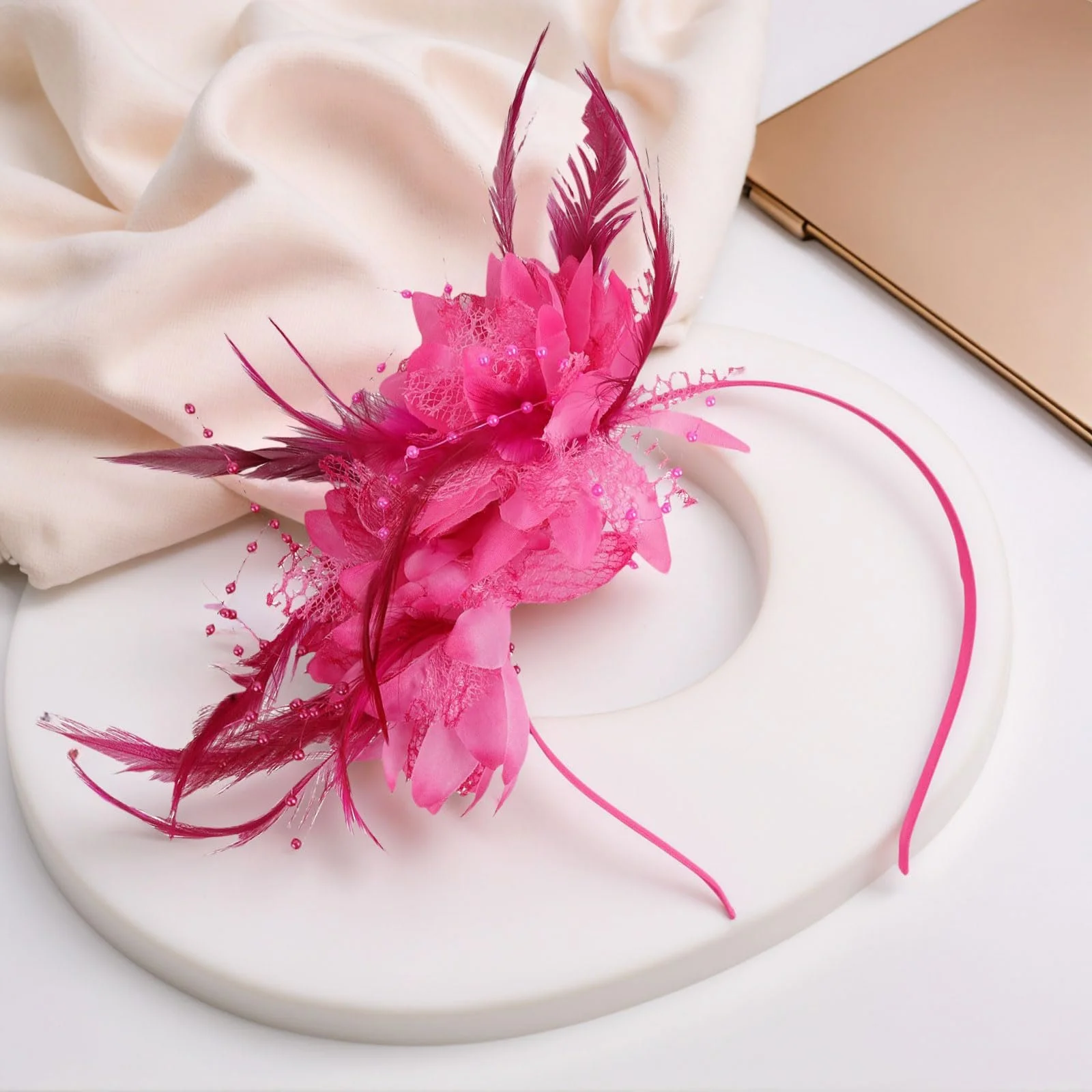 Обруч з пір'ям та штучними квітами 1920-х років, фото №6