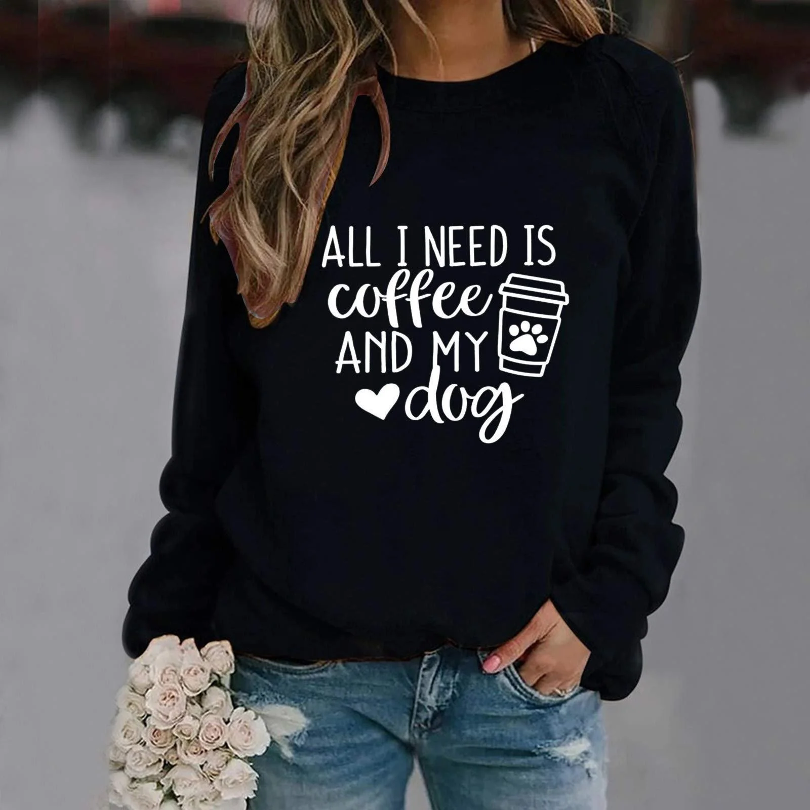 Однотонний світшот All I Need Is Coffee and My Dog, фото №2