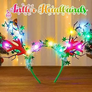 Рождественский обруч на голове с оленьими рогами. synthetic.ua - Фото 1