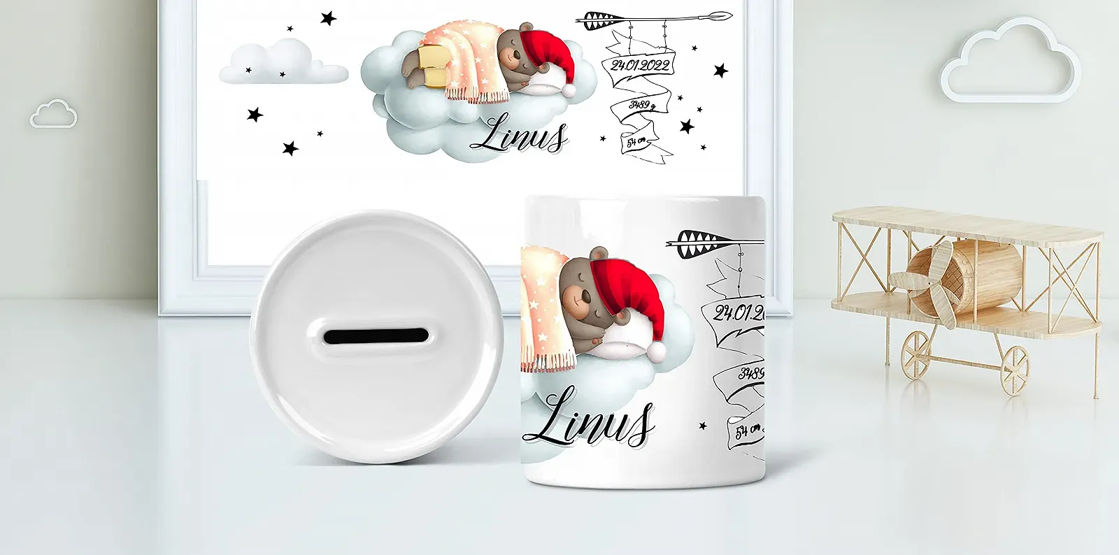 Скарбничка дитяча Zarto Sleeping Bear персоналізована, фото №2