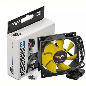 Вентилятор Frime FYF80HB3 80x80x25мм 3pin+Molex, Black/Yellow - Фото 1