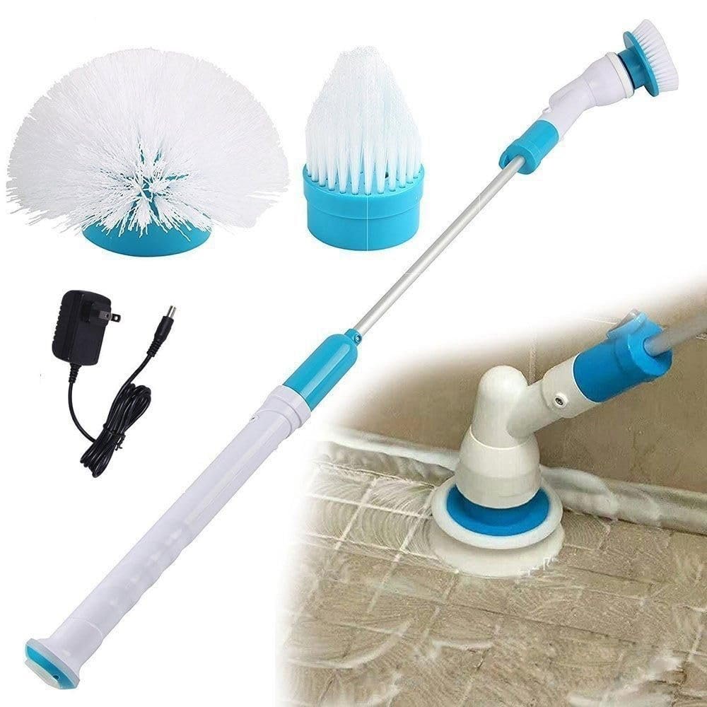Электрическая щетка для чистки Cleanrite Turbo Scrubber аккумуляторная с телескопической ручкой 110 см и 3 насадками, фото №1