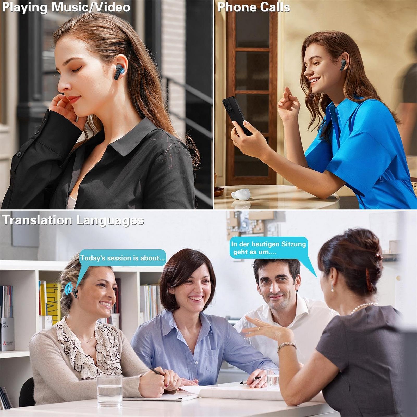 Навушники для перекладу голосу SIOTMERA Y113s, пристрій для перекладу голосу в реальному часі 144 мовами, миттєвий автономний, для подорожей, бізнесу, навчання, HiFi стерео BT 5.4, чорний, фото №6